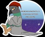  2019 ambiguous_gender avian beak bird columbid common_pigeon digital_media_(artwork) exhausted feathers feral grumpy_griffin_creations_(artist) looking_at_viewer pigeon simple_background solo 