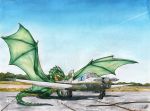  aircraft airplane day detailed_background dragon feral horn membrane_(anatomy) membranous_wings natoli outside scalie sky solo spines western_dragon wings 