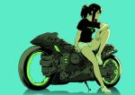  1girl cyberpunk ground_vehicle legs motor_vehicle motorcycle original ponytail science_fiction shoes shorts ume_(yume_uta_da) 