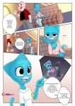  2019 anthro cartoon_network clothed clothing comic english_text female hark hi_res invalid_tag male mammal nicole_watterson panties pants_down partially_clothed richard_watterson sitting sofa teenager text the_amazing_world_of_gumball underwear young 