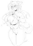  animal_humanoid big_breasts breasts clothed clothing curvaceous dragon dragon_humanoid dsan eyewear female glasses greyscale hi_res horn humanoid monochrome solo standing wardrobe_malfunction wings 
