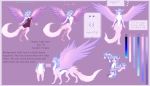  2019 anthro blue_eyes digital_media_(artwork) dragon feathered_dragon feathers female feral fur furred_dragon hair hi_res horn model_sheet pink_feathers pink_fur smile solo wrappedvi 