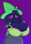  2019 absurd_res big_breasts blush bovid bra breasts caprine cleavage clothed clothing crossgender deltarune eyewear female glasses goat hat headgear headwear hi_res horn huge_breasts looking_at_viewer mammal norithecat ralsei single solo thick_thighs underwear video_games wardrobe_malfunction wide_hips 