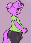  anthro big_butt bulge butt clothing felid feline fluffyfrumples fur girly looking_at_viewer male mammal smile solo standing thick_thighs tight_clothing 