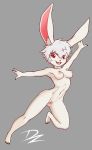  animal_humanoid anthro black_nails breasts colored_nails dragon_ball dragon_ball_super dzyer female fur hair humanoid lagomorph leporid mammal nails nipples nude open_mouth pussy rabbit red_eyes simple_background smile solo sorrel white_hair 