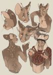  5_fingers anthro clothed clothing domestic_cat felid feline felis heterochromia male mammal okithau simple_background solo 