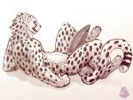  2019 4:3 anatomically_correct anatomically_correct_penis animal_genitalia animal_penis anthro balls barbed_penis big_balls big_penis cheetah erection felid feline feline_penis fur hi_res huge_balls huge_penis inner_ear_fluff jasiri looking_at_viewer looking_back lying male mammal monochrome nolow nude penis seductive simple_background smile solo spots spotted_fur tongue 