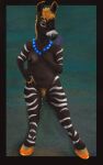 asinus donkey equid equine female hooves hybrid mammal nude painted_hooves pearlchain pubes solo standing stripes zebra zebroid zonkey