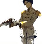  1boy black_hair chacall epaulettes levi_(shingeki_no_kyojin) light military_uniform shingeki_no_kyojin solo uniform 