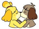 accessory animal_crossing anthro black_nose brother_(lore) brother_and_sister_(lore) brown_body brown_fur canid canine canis clothed clothing digby_(animal_crossing) domestic_dog duo embrace female freckles fur hair_accessory hairband hug incest_(lore) isabelle_(animal_crossing) kissing male male/female mammal nintendo nishi_oxnard sibling_(lore) sister_(lore) tan_body tan_fur topless yellow_body yellow_fur