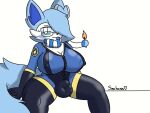 4:3 anthro areola areola_slip bangs big_breasts blue_body blue_fur blue_sclera blush bow_(feature) breasts bulge celeste_(lewdyblueberry) chubby_anthro cleavage clothed clothing ear_bow eeveelution eyewear fire fluffy fluffy_tail fur generation_6_pokemon glasses gynomorph hair hi_res huge_breasts intersex lewdyblueberry match nintendo pokemon pokemon_(species) pyro_(team_fortress_2) ribbons rubber_clothing rubber_suit scarf sitting slightly_chubby slightly_chubby_gynomorph solo spread_legs spreading sylveon tail team_fortress_2 thick_thighs tongue tongue_out valve white_body white_eyes white_fur wide_hips