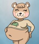 animal_crossing anthro balloon_belly bear belly big_belly bloated blubber bottomless breasts brown_bear brown_body brown_fur bulk bulky chubby_belly clothed clothing distended_belly engorged fat_belly fat_fetish fat_rolls female fur girth girthy hand_on_stomach heft hefty hyper hyper_belly lordshacklington mammal navel nintendo obese obese_anthro obese_female overweight overweight_anthro overweight_female paunch plump_belly potbelly pudge pudgy_belly shirt soft_belly solo sweater swollen swollen_belly thick_belly thick_body topwear ursine weight_gain winter_fat