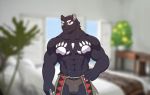  2019 abs anthro clothing digital_media_(artwork) felid fur hi_res kulplant male mammal muscular muscular_male notes_of_hearts pantherine pecs solo tattoo 