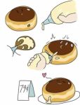  &lt;3 &lt;3_eyes animate_inanimate black_eyes candy chocolate cream cream_filled_doughnut cream_filling doughnut food food_creature human low_res mammal not_furry penetration plate price_tag simple_background white_background 