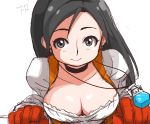  1girl black_eyes black_hair bodysuit breasts choker cleavage closed_mouth commentary_request final_fantasy final_fantasy_ix garnet_til_alexandros_xvii gloves highres hiru_made_ne-tarou jewelry long_hair looking_at_viewer necklace orange_bodysuit solo 