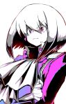  1boy absurdres black_gloves black_jacket cravat crossed_arms earrings frown gloves half_gloves highres jacket jewelry juugoya_(zyugoya) lio_fotia male_focus promare purple_eyes solo 