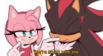 5_fingers accessory amy_rose anthro being_watched clothing duo eulipotyphlan female fingers gloves green_eyes hair_accessory hairband half-closed_eyes handwear hedgehog hi_res looking_at_another male mammal narrowed_eyes sega shadow_the_hedgehog simple_background smile sonic_the_hedgehog_(series) teeth toonsite tuft white_background