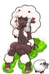  &lt;3 anthro anthrofied bovid breasts breno_(artist) caprine female feral horn ken_sugimori mammal navel nintendo official_art one_eye_closed pink_nose pok&eacute;mon pok&eacute;mon_(species) pok&eacute;morph solo tongue tongue_out video_games wink wool wooloo 