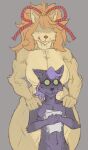abs anthro big_breasts breasts canid canine ceroba_(undertale_yellow) chujin_(undertale_yellow) dominant dominant_female duo eyewear female fox glasses hair hidden_eyes huge_breasts imminent_sex larger_female long_hair male male/female mammal muscular muscular_anthro muscular_female nervous orange_hair purple_hair signirsol size_difference smaller_male submissive submissive_male thick_thighs undertale_(series) undertale_yellow wide_hips