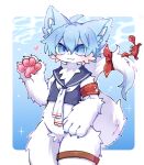 &lt;3 2023 4_fingers :3 :d accessory ahoge ambiguous_gender anthro anthro_focus arm_tuft armband arthropod ascot big_tail biped blue_background blue_claws blue_clothing blue_ears blue_eyes blue_hair blue_inner_ear blue_pupils blue_shirt blue_topwear blush border bottomless bottomless_anthro bottomless_male bow_(feature) bow_accessory bow_ribbon cheek_tuft chest_tuft claws clothed clothing colored crab crotch_tuft crustacean decapoda digital_media_(artwork) duo facial_tuft featureless_crotch felid feline feral finger_claws fingerpads fingers fluffy fluffy_tail front_view fur furgonomics gesture glistening glistening_pawpads hair inner_ear_fluff kemono larger_anthro larger_male leg_tuft legband lifted_by_tail looking_at_viewer malacostracan male male_focus mammal marine monotone_body monotone_fur monotone_hair monotone_tail multicolored_ears non_nya_nya open_mouth open_smile outside_border pawpads pawprint_print paws pinch pink_pawpads portrait pupils red_body red_bow ribbons scarf shaded shirt short_hair simple_background size_difference smaller_ambiguous smaller_feral smile solo_focus standing tail tail_accessory tail_bow tail_grab tail_ribbon tapering_tail thighband three-quarter_portrait topwear tuft two_tone_ears waving white_body white_border white_fur white_inner_ear_fluff white_scarf white_tail wide_hips