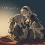  1boy 1girl armor black_gloves black_hairband black_kimono eye_contact female_my_unit_(fire_emblem_if) fire_emblem fire_emblem_if gloves hair_ribbon hairband japanese_clothes kimono long_hair long_sleeves looking_at_another mooncanopy my_unit_(fire_emblem_if) parted_lips ponytail red_ribbon ribbon silver_hair takumi_(fire_emblem_if) 