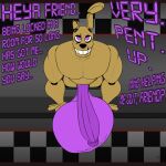 animatronic anthro balls big_balls big_penis dialogue five_nights_at_freddy&#039;s five_nights_at_freddy&#039;s_3 genitals hi_res huge_balls huge_penis humanoid hyper hyper_balls hyper_genitalia hyper_penis in_vent lagomorph leporid machine male mammal muscular muscular_male penis rabbit robot saggy_balls scottgames solo springtrap_(fnaf) thechavicgerman_(artist)
