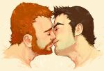  2boys bad_id bad_tumblr_id bara beard beard_stubble brad_(coming_out_on_top) brown_hair closed_eyes coming_out_on_top couple cropped_head face-to-face facial_hair from_side imminent_kiss male_focus mark_(coming_out_on_top) mature_male multiple_boys mustache_stubble orange_hair profile rumlockerart short_hair smile sparse_stubble stubble thick_beard thick_eyebrows yaoi 