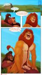  2019 anal anal_penetration anthro anthro_on_anthro anthro_penetrated anthro_penetrating anthro_penetrating_anthro anthrofied body_hair chicobo disney duo english_text felid happy_trail hi_res kovu lion looking_pleasured male male/male male_penetrated male_penetrating mammal muscular muscular_male open_mouth outside pantherine penetration penis pubes simba text the_lion_king uncut vein veiny_penis 