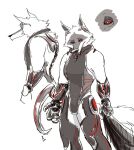 anthro canid canine canis clothed clothing death_(puss_in_boots) dreamworks facial_markings fashion fluffy frown head_markings male mammal markings mask_(marking) prick_ears puss_in_boots_(dreamworks) red_eyes simple_background solo standing ultimatellurker white_background wolf