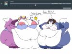 2018 3_toes 4:3 5_fingers anthro areola ask_blog barefoot batspid2 belly big_areola big_belly big_breasts big_butt big_nipples biped black_eyebrows black_eyelashes black_eyes black_nose blonde_hair blue_body blue_bottomwear blue_clothing blue_fur blue_topwear bottomwear breasts brown_hair butt canid canine chloe_(batspid2) clothed clothing daughter_(lore) dialogue digital_drawing_(artwork) digital_media_(artwork) double_chin duo ear_markings english_text eva_(batspid2) exclamation eyebrow_through_hair eyebrows eyes_closed feet female fingers flat_colors fox front_view fur glistening glistening_nose gloves_(marking) hair huge_areola huge_breasts huge_butt huge_thighs hyper hyper_belly hyper_breasts hyper_butt hyper_hips hyper_thighs leg_markings love_handles mammal markings mature_anthro mature_female midriff morbidly_obese morbidly_obese_anthro morbidly_obese_female mother_(lore) mother_and_child_(lore) mother_and_daughter_(lore) multicolored_body multicolored_fur navel nipple_outline nipples obese obese_anthro obese_female open_mouth overweight overweight_anthro overweight_female parent_(lore) parent_and_child_(lore) parent_and_daughter_(lore) pattern_clothing pattern_underwear pink_areola pink_body pink_fur pink_nipples pink_tongue puffy_areola puffy_nipples purple_body purple_fur simple_background smile socks_(marking) spots spotted_clothing spotted_underwear standing tail tail_markings tail_tuft text thick_thighs three-quarter_view tight_clothing toes tongue topwear translucent translucent_hair tuft underwear underwear_only wardrobe_malfunction white_background white_body white_fur