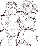  abs accessory canid canine canis clothing duo headband hi_res horkeukamui istani loincloth male male/male mammal muscular muscular_male pecs sketch tokyo_afterschool_summoners video_games volkv_vseslav wolf 
