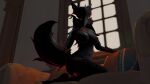 3d_(artwork) animal_humanoid black_body black_fur black_hair black_tail blender_(software) blender_eevee breasts canid canid_demon canid_humanoid canine canine_demon canine_humanoid demon digital_media_(artwork) ears_up female fire fur hair hellhound hellhound_(mge) hi_res humanoid looking_at_viewer lymilark mammal mammal_humanoid monster_girl_(genre) monster_girl_encyclopedia navel nipples nude red_eyes solo tail