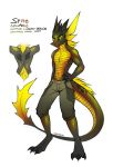  2019 3_toes anthro barefoot clothed clothing digital_media_(artwork) dragon hi_res horn lizard male model_sheet navel neotheta reptile scales scalie simple_background smile solo standing toes topless white_background 