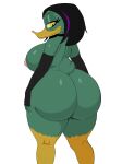 anatid anseriform anthro avian big_breasts big_butt bird breasts butt capikeeta curvy_figure duck female hi_res looking_back magica_de_spell smile solo thick_thighs