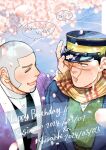  2boys 315_halu birthday blush buzz_cut cherry_blossoms couple falling_petals from_above golden_kamuy happy happy_birthday hat highres kepi long_sideburns male_focus military_hat multiple_boys parted_lips petals scar scar_on_cheek scar_on_face scar_on_nose shiraishi_yoshitake short_hair side-by-side sideburns sugimoto_saichi upper_body very_short_hair yaoi 