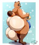absurd_res animal_crossing anthro backsack balls bells_(animal_crossing) big_balls big_butt brick_break_after_dark bulge butt canid canine genitals hi_res huge_balls huge_butt hyper hyper_balls hyper_butt hyper_genitalia male mammal nintendo overweight procyonid raccoon raccoon_dog side_view solo standing tanuki thick_thighs tom_nook_(animal_crossing)