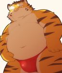  2019 96tning anthro belly bulge clothing felid fur humanoid_hands male mammal moobs navel overweight overweight_male pantherine solo tiger underwear yellow_fur 