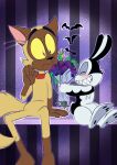 2017 8-bit-britt anthro black_body black_ears black_eyes black_fur black_nose black_tail blush brown_body brown_ears brown_fur brown_tail bunnicula bunnicula_(series) chest_tuft chester_(bunnicula) collar digital_media_(artwork) domestic_cat duo felid feline felis fur giving_flower hi_res holding_object holidays lagomorph leporid long_ears male male/male mammal multicolored_body multicolored_fur plant rabbit red_collar romantic romantic_couple scut_tail sharp_teeth short_tail sitting smile tail teeth tentacles tuft two_tone_body two_tone_fur two_tone_tail valentine&#039;s_day vampire white_body white_chest_tuft white_fur white_nose white_tail white_tuft yellow_sclera