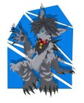1_eye anthro arthropod bell bell_collar blue_eyes butterfly collar cute_expression cute_eyes deishun ears_back fan_character fur gradient_background grey_body grey_fur grey_hair hair insect lepidopteran male monster pivoted_ears simple_background sitting smile solo zarjhan_mary