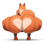 2024 ambiguous_gender anthro big_butt biped butt butt_heart canid canine clothed clothing crouching digital_media_(artwork) footwear fox hair heart_symbol high_heels huge_butt long_hair male_(lore) mammal marilyn_(quotefox) multicolored_body muscular_thighs orange_body quotefox rear_view simple_background skimpy solo tail white_background