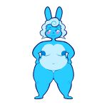 abunbot anthro blush breasts digital_media_(artwork) embarrassed female genitals hair hi_res lagomorph mammal nipples nude simple_background solo thick_thighs wide_hips