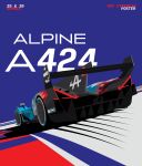  absurdres alpine_(carmaker) alpine_a424 car from_behind highres lafansujie le_mans_prototype michelin michelin_man motor_vehicle no_humans race_vehicle racecar shadow spoiler_(automobile) vehicle_focus vehicle_name world_endurance_championship 