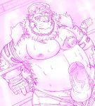  2019 anthro balls belly blush bottomwear clothing eden0130 erection felid hombretigre humanoid_hands humanoid_penis male mammal moobs navel nipples overweight overweight_male pantherine penis shorts solo sweat tiger tokyo_afterschool_summoners video_games 