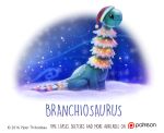  brachiosaurid brachiosaurus christmas cryptid-creations dinosaur holidays reptile sauropod scalie snow solo tree 