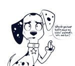  101_dalmatian_street 101_dalmatians 2019 canid canine canis collar dalmatian dialogue disney domestic_dog dylan_(101_dalmatians) english_text feral higgly_town_hero humor male mammal solo talking_to_viewer text 