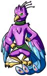 absurd_res anthro avian avian_feet beak biped bird blue_body clothing feathered_crest feathered_wings feathers galliform green_eyes gyro_feather gyrotech head_crest hi_res male peafowl phasianid pink_body scarf scruffasus solo tail tail_feathers winged_arms wings
