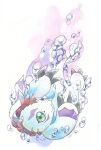  artist_name bubble chibicheu colored_skin digimon digimon_(creature) gomamon green_eyes highres mohawk red_hair solo tail underwater white_background white_skin 