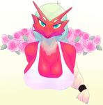 2019 anthro big_breasts blaziken blonde_hair breasts bust_portrait cleavage clothed clothing female hair half-closed_eyes huge_breasts long_hair looking_at_viewer nintendo open_mouth open_smile pok&eacute;mon pok&eacute;mon_(species) portrait punkinillus shirt smile solo tank_top topwear video_games 