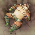  1:1 2019 anthro balls belly bottomwear clothing cum ejaculation erection eyes_closed felid hi_res hombretigre humanoid_hands humanoid_penis male mammal moobs navel nipples overweight overweight_male pantherine penis shorts solo tiger tokyo_afterschool_summoners video_games xzk 