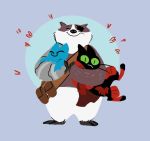  &lt;3 2019 adorabat anthro badger badgerclops black_fur blue_fur chiropteran domestic_cat felid feline felis fur group hug humanoid_hands male mammal mao_mao mao_mao_heroes_of_the_pure_heart mustelid musteline overweight overweight_male white_fur windseea 